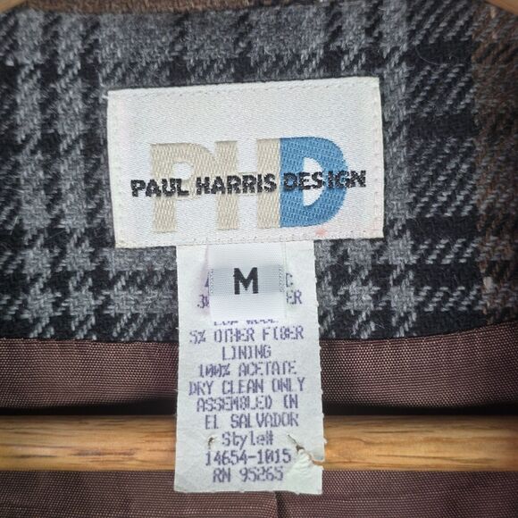 Paul Harris Design Plaid Wool Blend Blazer M Brown Vintage Jacket Fall Preppy - Picture 6 of 12